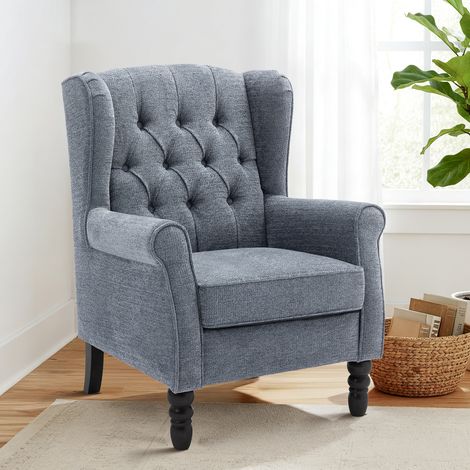 COLAMY Chaise - Fauteuil design minimaliste — Alliez confort et style pour sublimer votre intérieur moderne-bleu