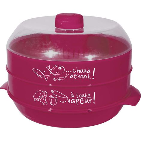 Cuit-vapeur à 2 étages spécial micro-ondes 2.4L Fuschia