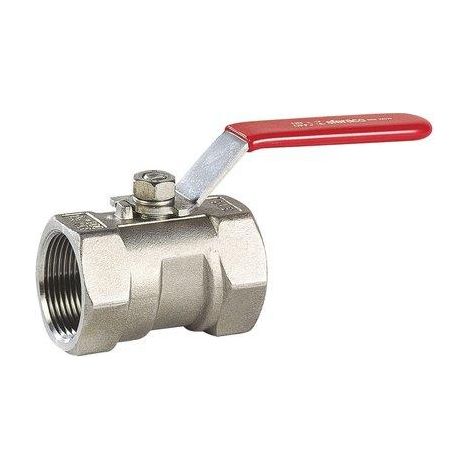 Vanne à sphère INOX monobloc passage réduit FF 3/4" (20/27) - PN40 - poignée rouge - Sferaco (1/2)