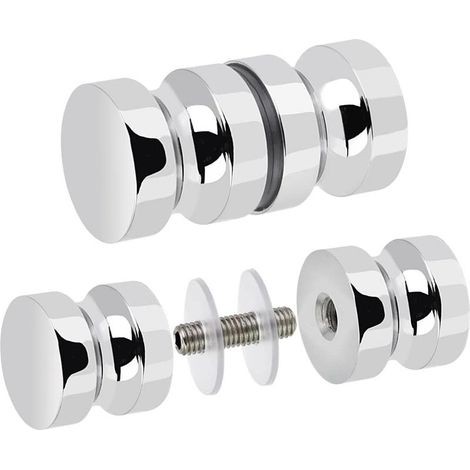 Poignée de porte douche en acier inoxydable – Diamètre 3 cm – Hauteur 6,3 cm – Pour verre 4 à 12 mm – Installation facile (1/5)