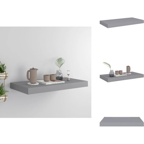Schweberegal Grau 50x23x3,8 cm MDF - Schweberegal - Wandregal - Regal Grau - Modernes Wandregal - Minimalistisches Regal (1/5)