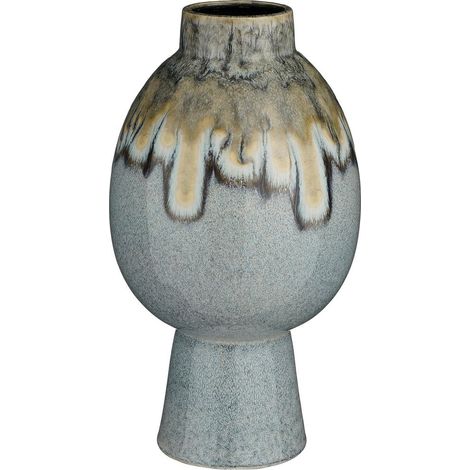 Vase Décoratif en Céramique Bleu, Fait Main avec Effet Goutte pour Fleurs - PANGIVO (1/5)