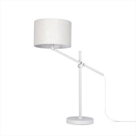 Paco Home Luminaria Pie LED Lámpara Mesa Colgante Salón Dormitorio Comedor E27 Lámpara de mesa, Beige Blanco (1/4)