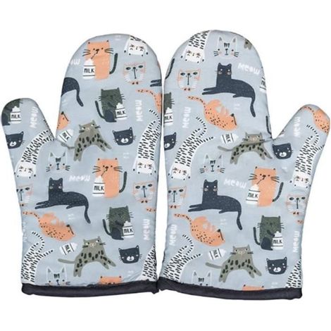 Gants de Cuisine - Anti-Chaleur - Coton Antidérapant - 27x18 cm - Lavable - 1 Paire (1/4)