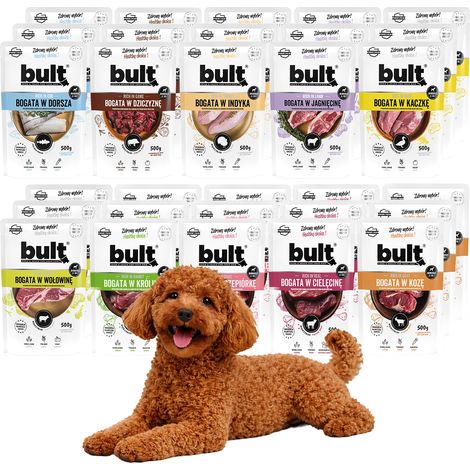 BULT Nassfutter für Hunde, Geschmacksmischung, 30 x 500 g Beutel, 10 Geschmacksrichtungen (1/5)