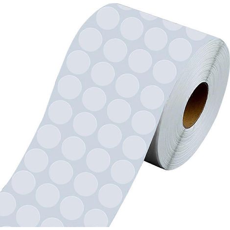 2000 étiquettes autocollantes rondes blanches à points pour le codage, idéales pour les supermarchés et les magasins. Surfaces lisses et adhésives pour l'écriture. (1/5)