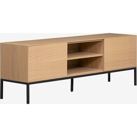 SKLUM TV-Möbel 160x40 cm aus MDF und Eichenfurnier Bromley Braun Eiche (1/5)