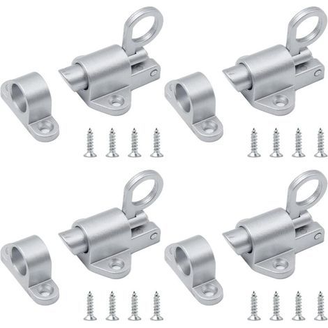 Pieces Automatic Spring Door Catch Aluminum Door Lock Small Automatic Spring Latch with Screws Silver Door Bolt for Window, Doors, Cabinets, Wardrobes