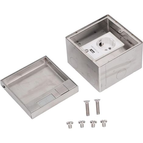 Prise Encastrée de Sol avec Port USB, IP40 Ignifuge, 250V 16A 4000W, Acier Inoxydable, Installation Encastrée, Multi Ports UE (1/5)