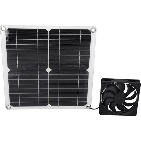 Kit solaire 12W ventilateur + panneau photovoltaïque 12W, chargeur téléphone portable, batterie externe (sans fonction de stockage) (1/5)