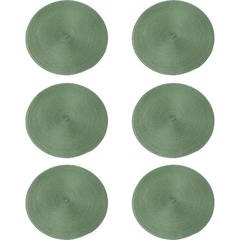 Lot de 6 sets de table ronds en coton pour mariage, fête, cuisine, couleur : vert (1/5)