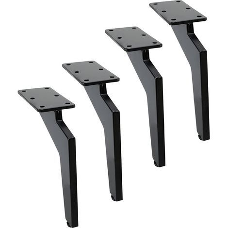 Pieds de meubles de cuisine à monter soi-même, adaptés aux tables basses, armoires, lits, canapés, etc., en métal noir robuste, silencieux et antidérapants, lot de 4. (1/5)