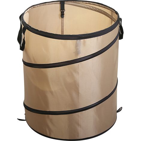 Poubelle De Camping - Tissu Oxford Imperméable - Pliable Et Portable - Pour Jardin Balcon Extérieur - 34 Cm Marron Clair (1/5)