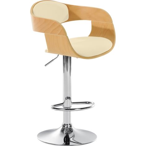 Sgabello da bar x1 design scandinavo in PVC crema e struttura in legno chiaro 100005041