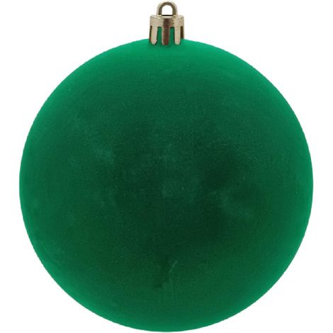 Palla di Natale in velluto floccata verde per albero di natale per decorazioni natalizie -4 palline Ø 10 cm (1/5)