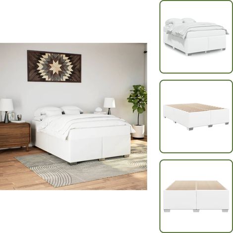 Bettgestell Weiß 140x200 cm Kunstleder - Bettgestell - Bettgestelle - Bett - Betten (1/5)