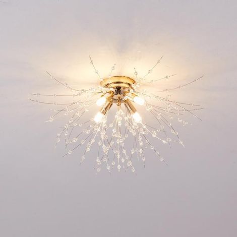 Modern Sputnik-style recessed crystal ceiling light for living room, bedroom, or entryway (1/3)