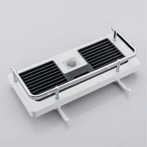 Étagère de douche à un niveau, support pour shampoing, porte-barre de rangement, sans perçage (une couleur) (1/5)