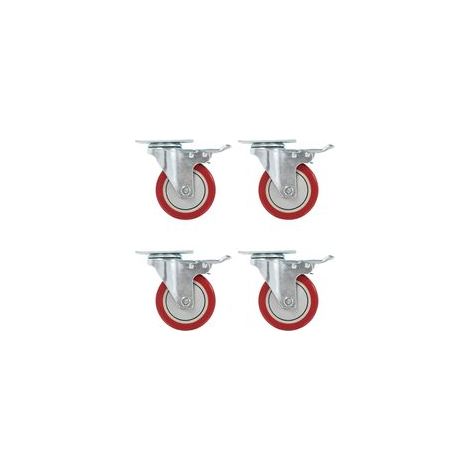 Roulettes pivotantes avec freins, lot de 4, 100 mm - Crezuo (1/4)
