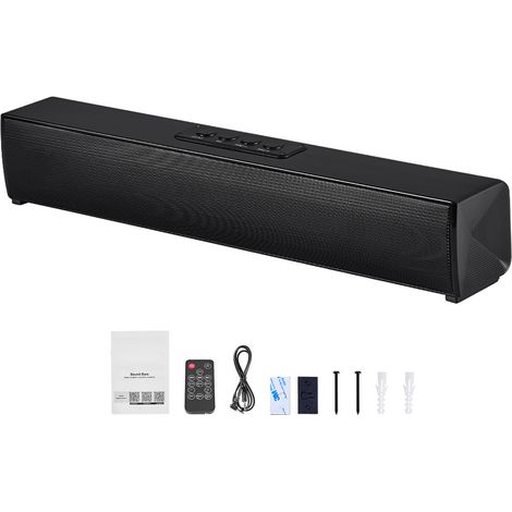 Mophorn Barre de son 2.0 canaux pour TV intelligente, format compact 45 cm, enceinte home cinéma avec Bluetooth et AUX, télécommande incluse, système audio stéréo surround 80 W pour PC et téléviseur