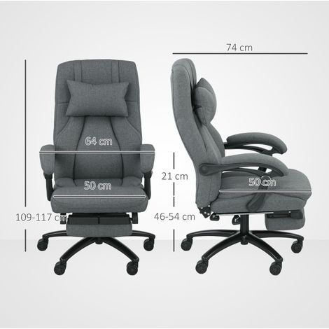Massage-Bürostuhl 64x74x109-117 cm dunkelgrau aus Polyester mit Vibrationskissen und Fußstütze (1/3)