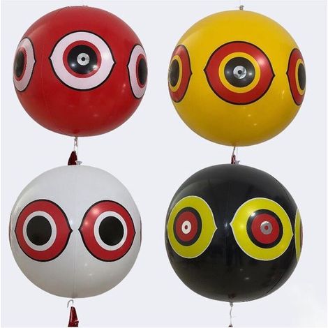 Lot de 4 ballons répulsifs pour oiseaux – Yeux réfléchissants et rayures crépitantes – Protection efficace contre moineaux et pigeons (1/5)