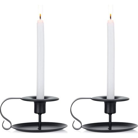 Lot de 2 bougeoirs dorés pour bougies coniques, bougeoirs de table dorés (1/5)