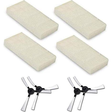 Lot de 4 brosses latérales et 4 filtres HEPA pour Amibot Pure, Pulse et Prime