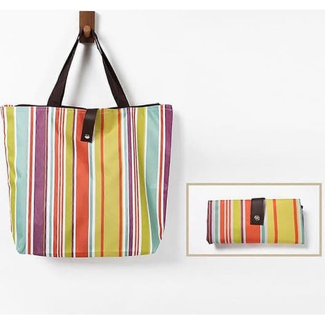Sac cabas pliable 600D, portable, peu encombrant, supporte 10 kg, motif boîte légère (1/5)
