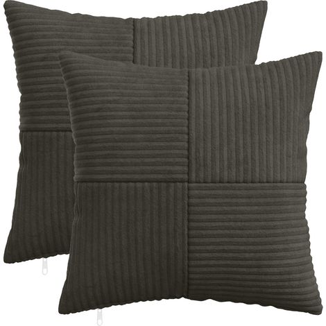 Irovami Lot de 2 housses de coussin, anthracite, velours côtelé, 30x30 cm (1/5)