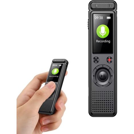 Enregistreur Vocal, Mémoire de 64 Go, Déverrouillage par Mot de Passe, avec Lecteur MP3, Enregistreur Vocal par USB, pour Réunions et Entretiens Dictaphone Espion (10.5  2.8  1.8) (1/5)