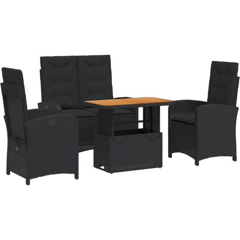 Maison Exclusive - Juego comedor jardín 4 piezas con cojines ratá