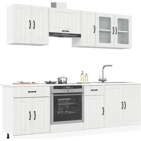 Conjunto de armarios de cocina "Lucca" de 8 piezas en madera de ingeniería blanca brillante vidaXL (1/5)