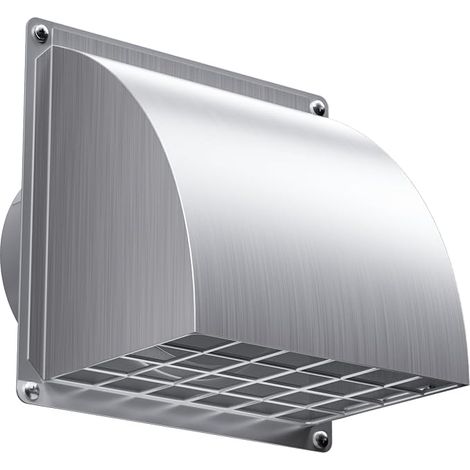 100 mm Stainless Steel Ventilation Grille – Wall Outlet with Non-Return Valve, Rain Proof Outdoor Ventilation Grille for Hood, Dryer, Bathroom, Ø10 cm, Silver (1/5)