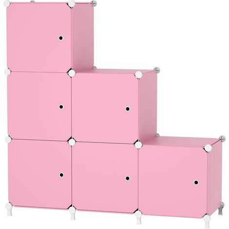 6 Cubes avec Portes, Rangement DIY pour Chambre & Placard, Rose (1/5)