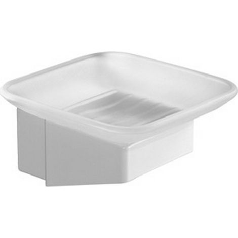 Portasapone bagno in acciaio bianco opaco e vetro installazione sospesa  NUEVO-B kamalu