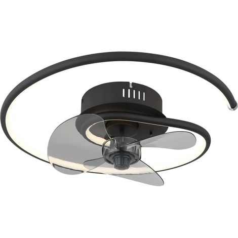 Ventilatore da Soffitto con Luce LED Nero Moderno 30W Telecomando