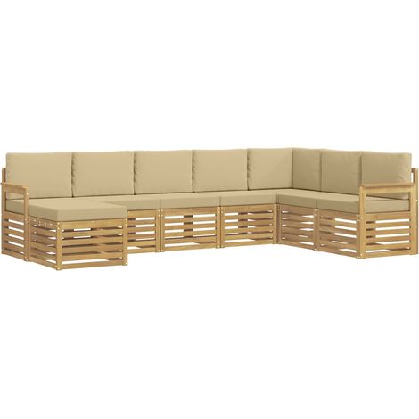 Set di divani da esterno 6 pcs Bianco e Beige vidaXL
