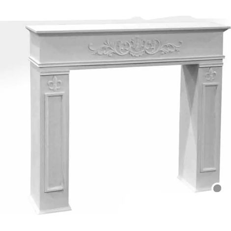 Marco de chimenea clásico en madera blanca, 110x23x94 cm