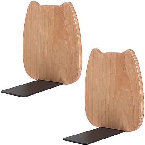 【Porte-livres】Bookends en bois de hêtre motifs chats design - 2 pièces - Livres stabilisés - Solid et décoratif (1/4)
