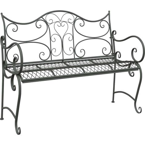 Gartenbank 2-Sitzanzahl 114 x 56,5 x 90 cm Stahl Silber Grau vidaXL (1/5)