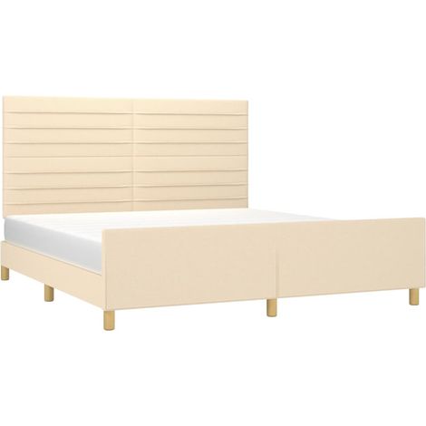 Bettgestell ohne Matratze Creme 160x200 cm Stoff vidaXL (1/4)