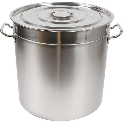 Pentola per zuppa in acciaio inox da 50 litri, pentola grande con coperchio, compatibile con fornelli a gas, lavabile in lavastoviglie.