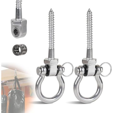 2 Pièces Crochets à Visser M8 en INOX 304 avec Roulement à Aiguilles, Crochet Plafond pour Balançoire, Yoga (Intérieur/Extérieur) (1/5)