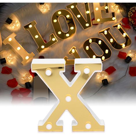 Lampe en forme de X, enseigne lumineuse unique avec alphabet anglais, pour la décoration de votre maison, bar ou café, blanc chaud (1/5)