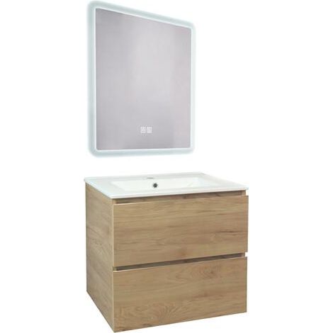 ONDEE - Mueble de baño TRENDY - 60 cm - Madera - 2 Cajones - Espejo ATHENA (1/4)