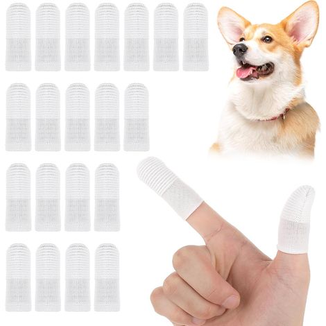 Lot de 20 Brosses à Dents pour Chien Brosse à Dents à 360° Gants de Nettoyage Lavables Brosse à Dents Confortable pour Chat (1/5)