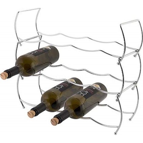 axentia Portabottiglie di vino in filo d’acciaio cromato, espositore porta bottiglie per 12 bottiglie a 3 strati, ca. 43 x 42 x 15 cm, argento (1/2)