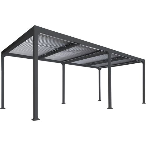 [NEUWERTIG] Alu Pergola HHG-774, Lamellen-Pavillon Terrassenüberdachung, stabiles 8cm-Metall-Gestell 3x6m anthrazit
