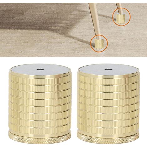 Rehausseur/socle réglable pour pieds de table, tables basses, canapés et chaises. Hauteur réglable : 43-75 mm. Or brillant. (1/5)